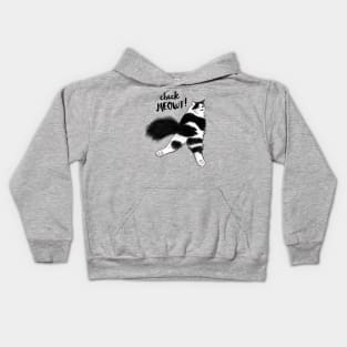 Check Meowt! Funny Cat Sploot | Black and White Cat Kids Hoodie